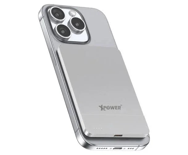 Xpower 5000mah 20w 2in1 Wireless Ultra Thin Power Bank - Silver - Tashqila Xpower 5000mah 20w 2in1 Wireless Ultra Thin Power Bank - Silver - Tashqila
